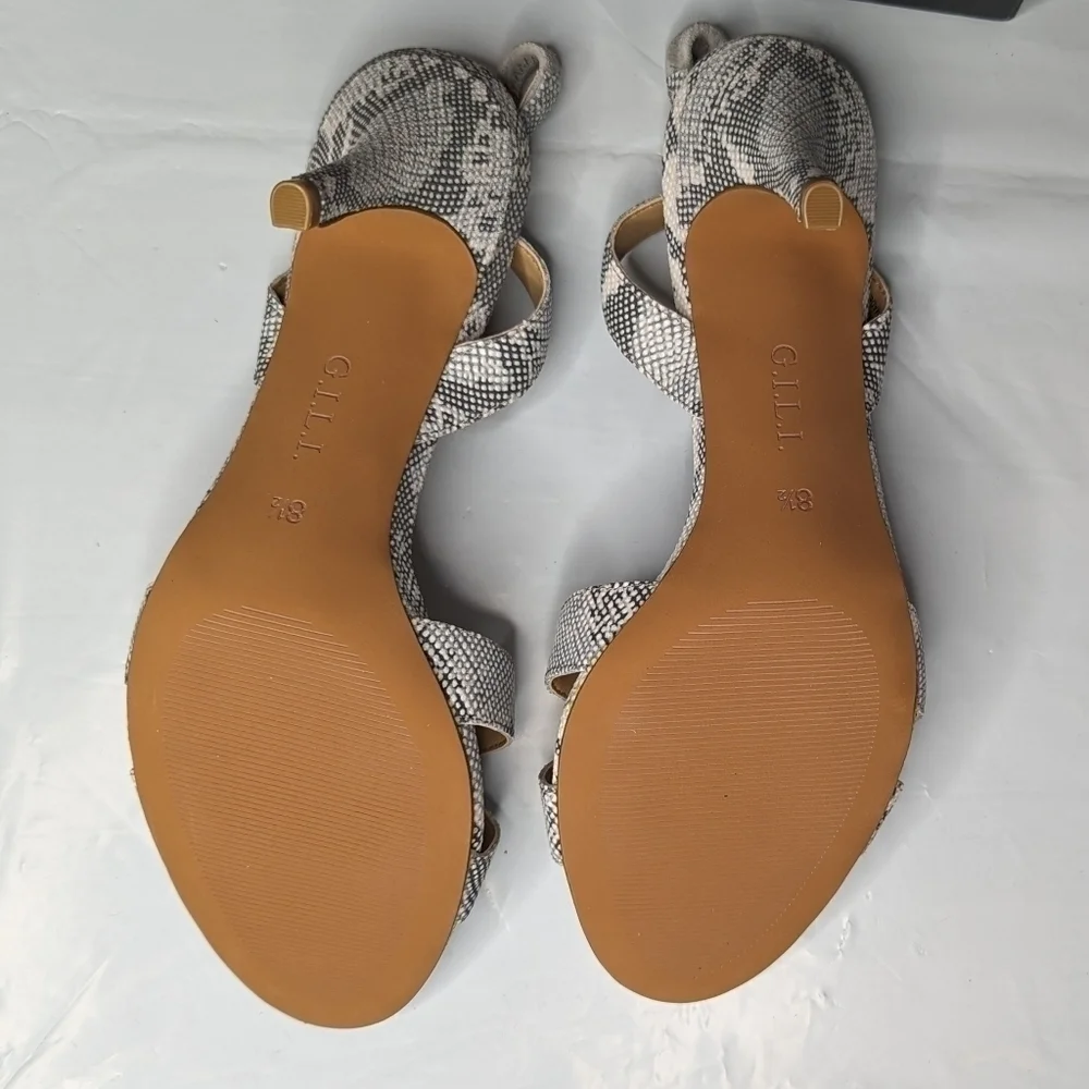 G.I.L.I. Cross-band Sling Back Mid-heel Pumps Loren Snakeskin Women's 8.5M NIB